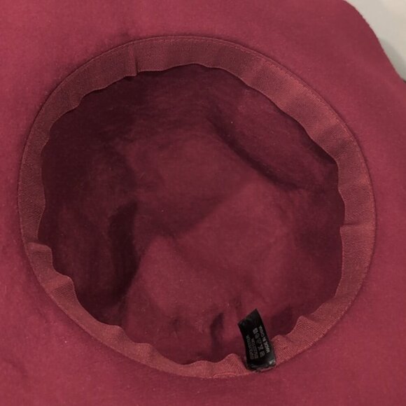 3/$20 Burgundy Felt Floppy Hat Womens One Size Ribbon Tie Accessory Wide Brim - Picture 9 of 12